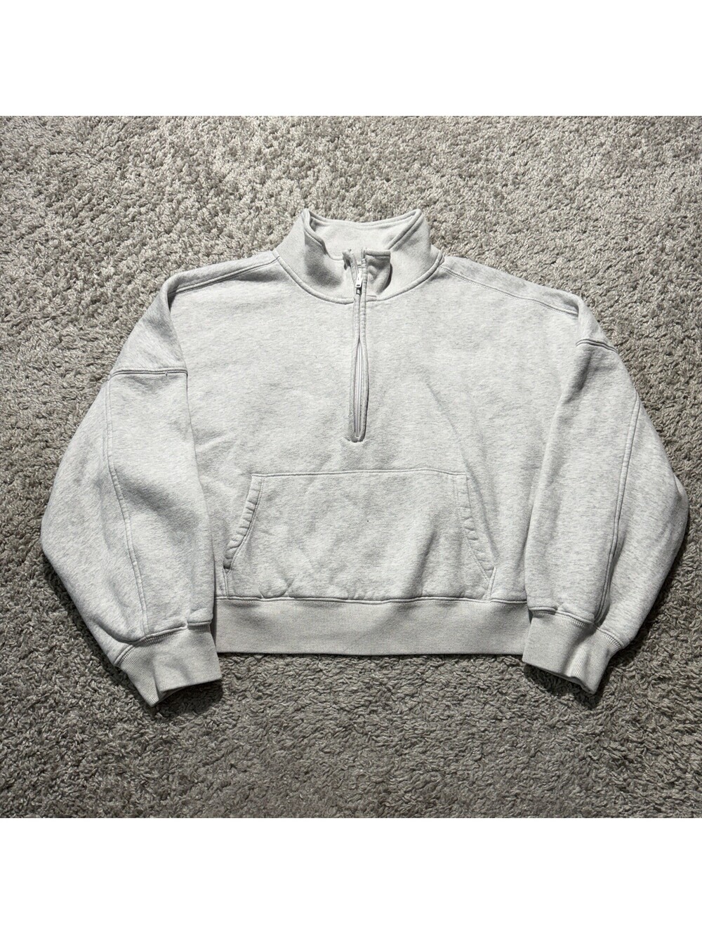 Abercrombie & Fitch Soft AF Max Essentials 1/4 Zip Sweatshirt Size XL Light Gray